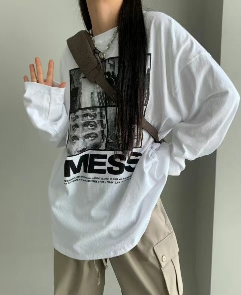 🇰🇷韓國 Mess 四格人物 寬鬆 薄長袖