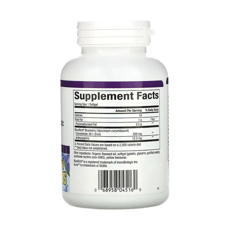 Natural Factors, BlueRich, Super Strength Blueberry Concentrate, 500 mg, 90 Softgels