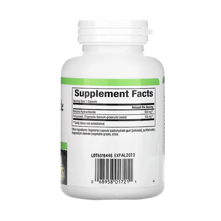 Natural Factors Betaine HCL With Fenugreek 500 mg ,180 Capsules