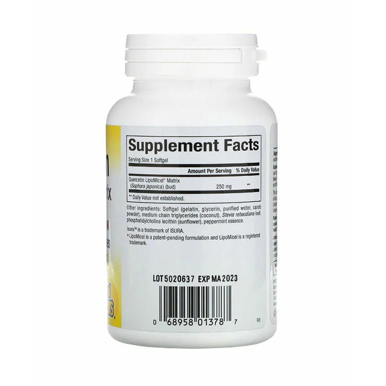 Natural Factors Quercetin LipoMicel Matrix, 60 Liquid Softgels