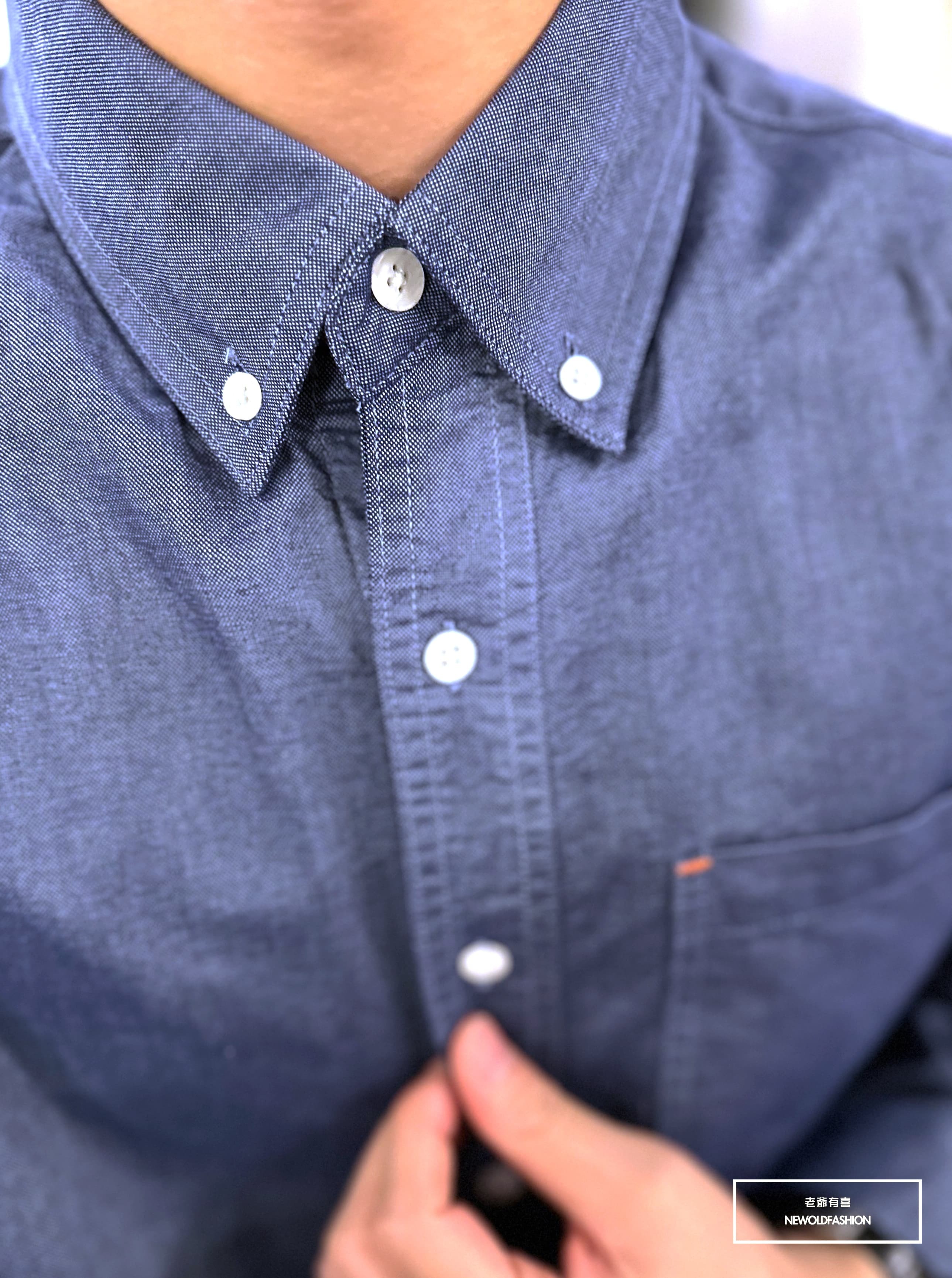『新品上市』重磅跳色車線口袋襯衫-深藍(NOF23092311)