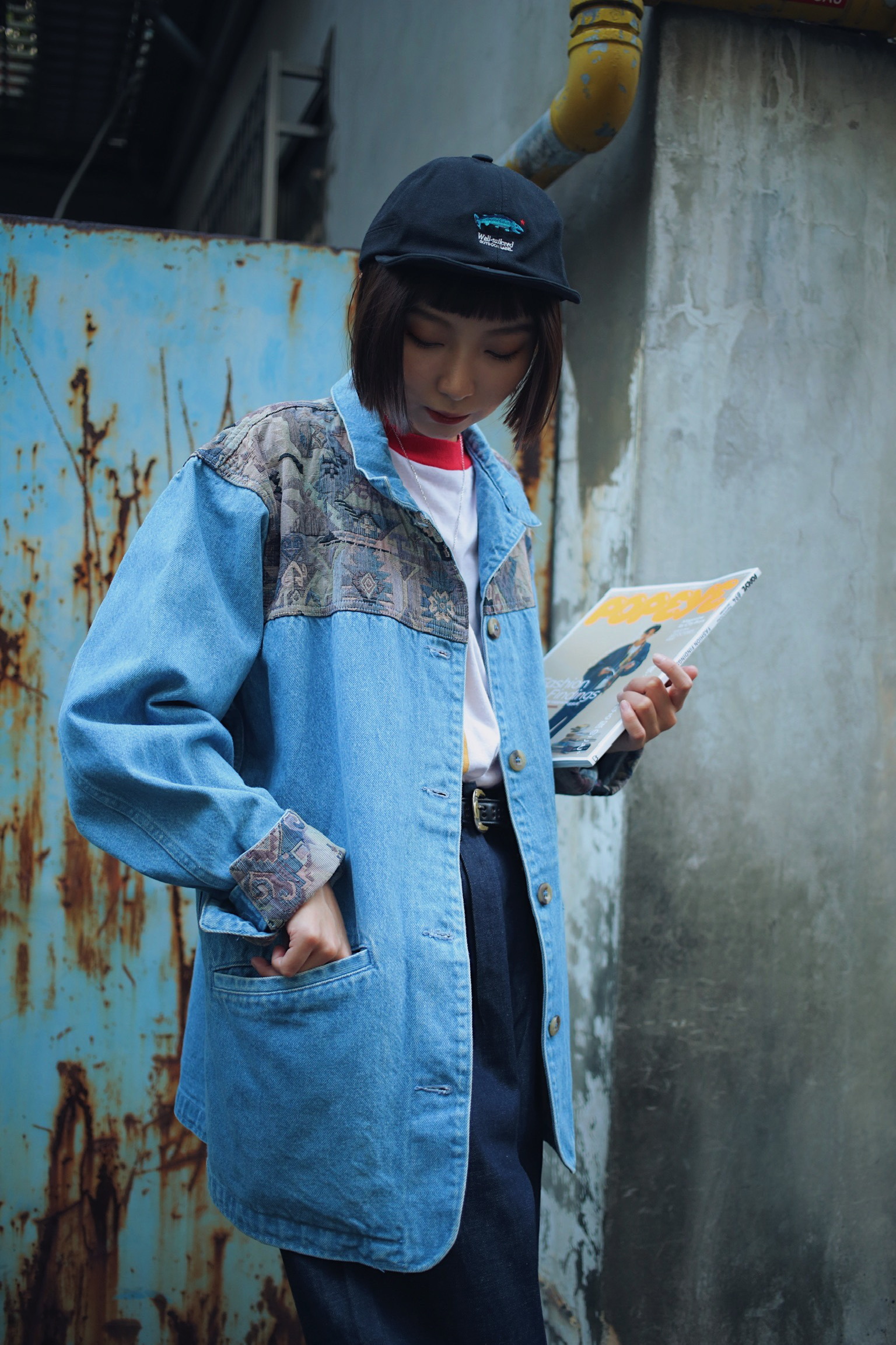 Vintage L.L. Bean remake denim jacket / L.L. Bean拼接丹寧獵裝外套