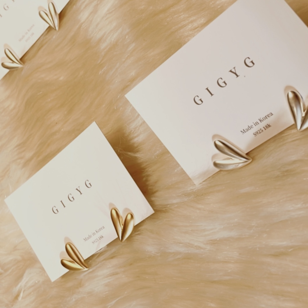 磨砂尖心 金銀耳釘