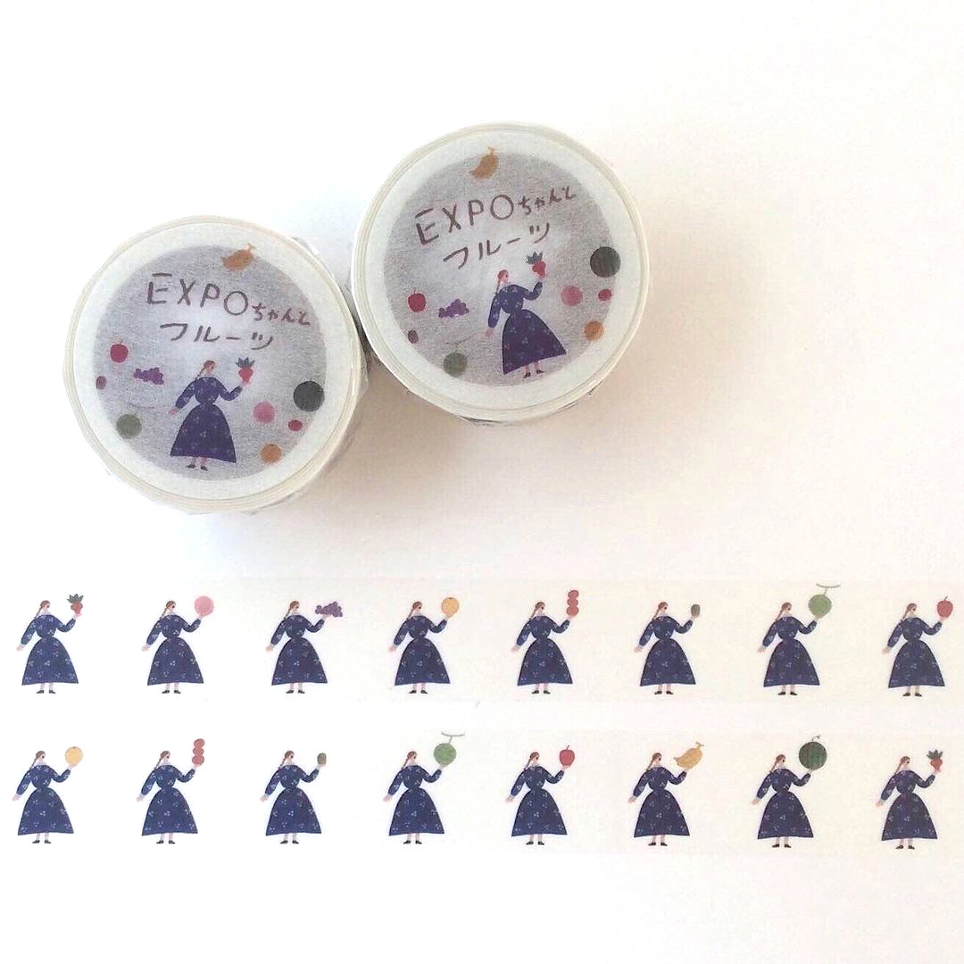 [Kamihaku Limited] Necktie Masking Tape－EXPO-chan and Fruit | **1m Length**