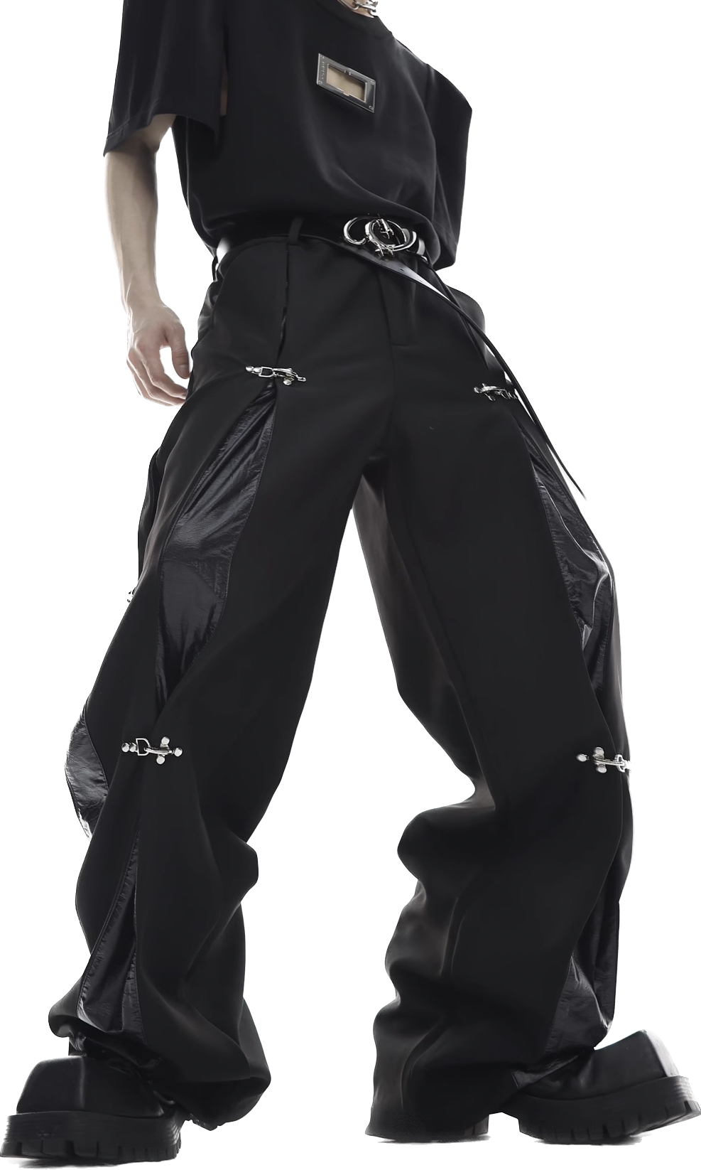 HK07 解構金屬西裝褲拼接長褲