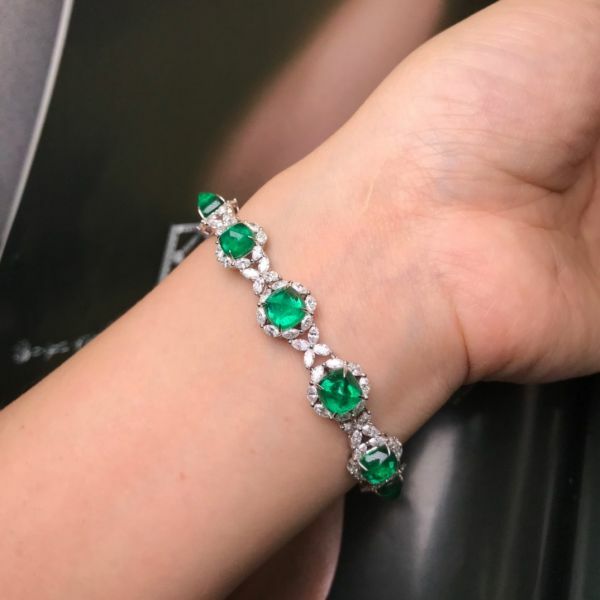 12.2ct 18K贊比亞祖母綠手鍊