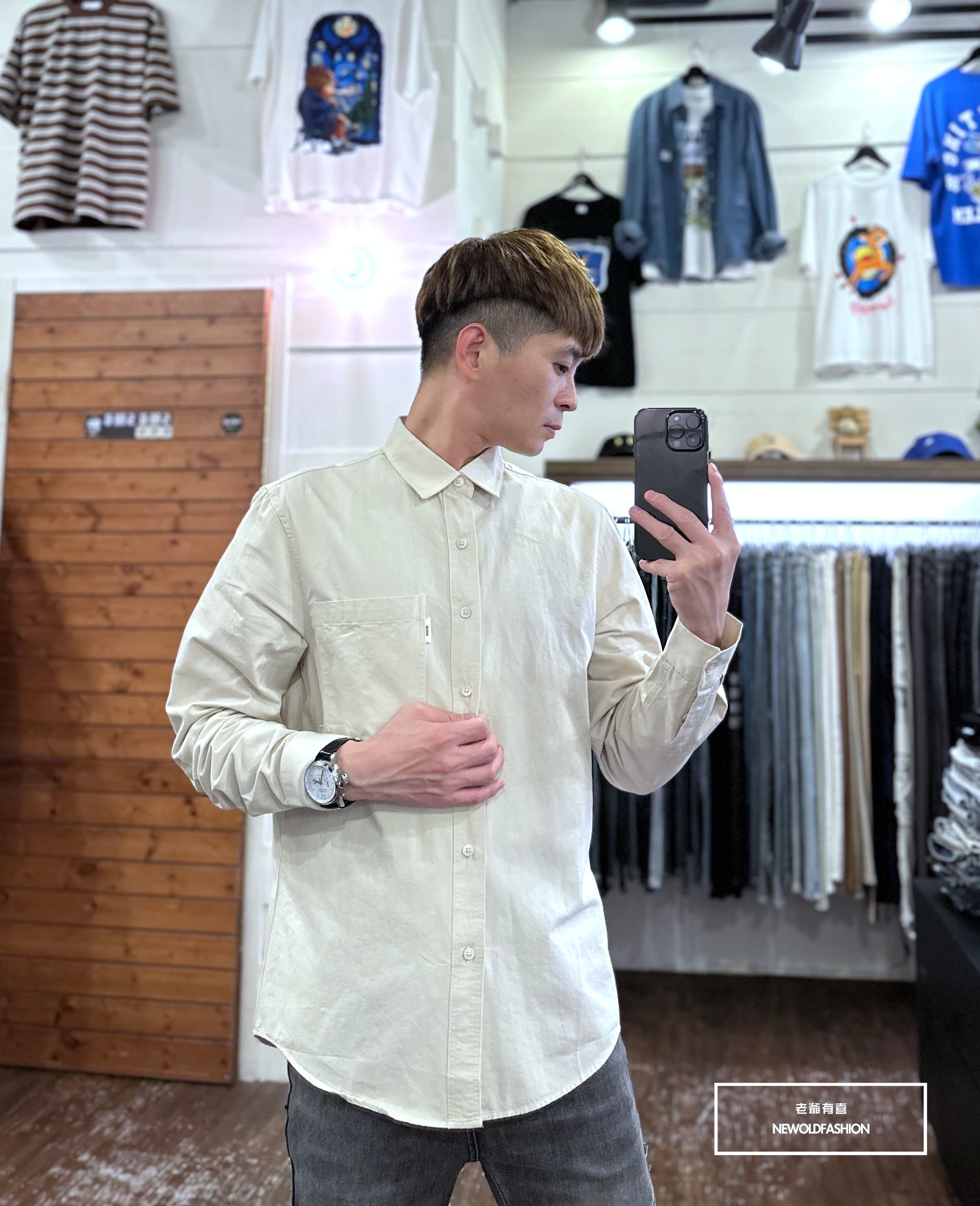 『新品上市』重磅小白標口袋襯衫-米(NOF23092049)