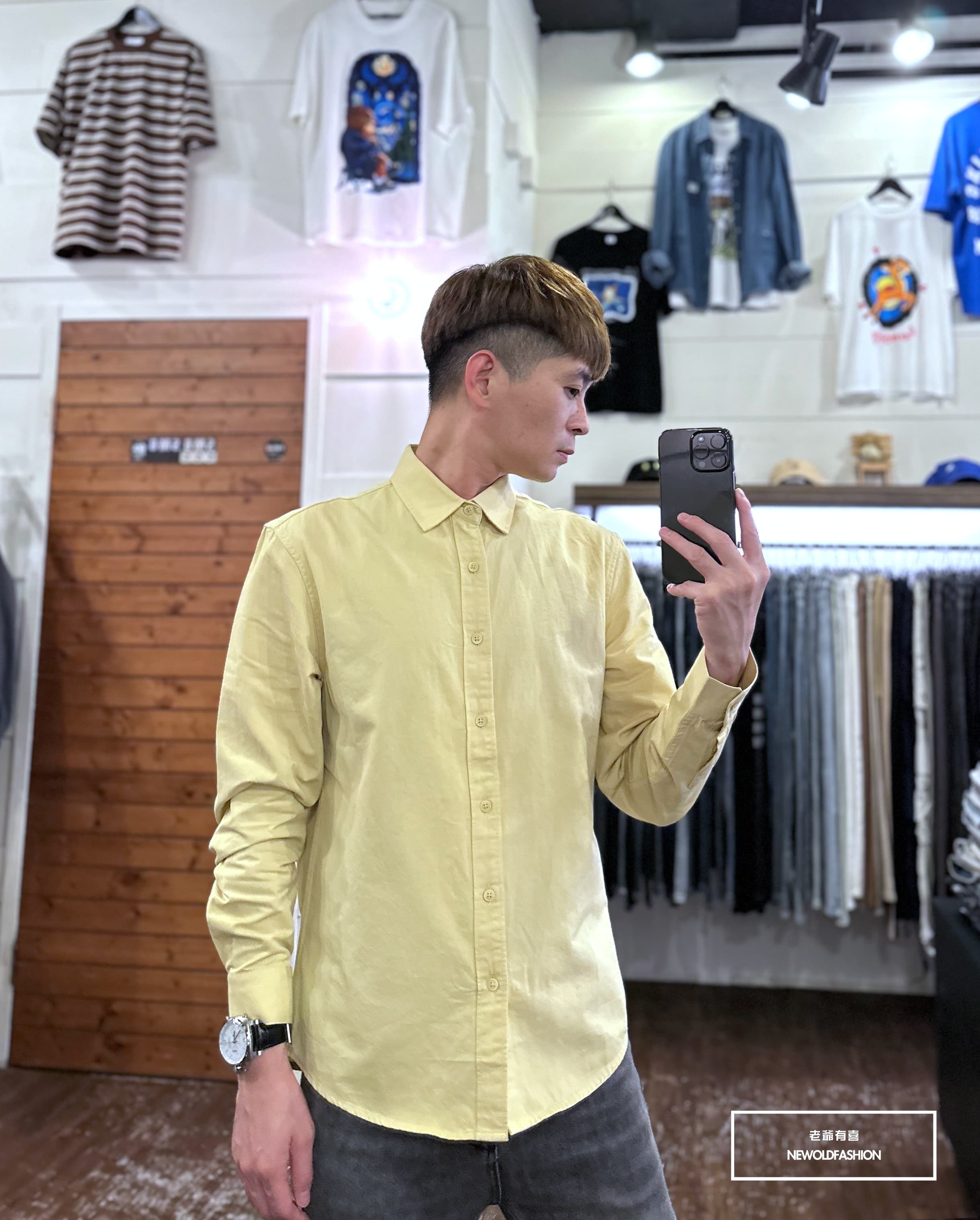 『新品上市』重磅純色素面襯衫-黃(NOF23092088)