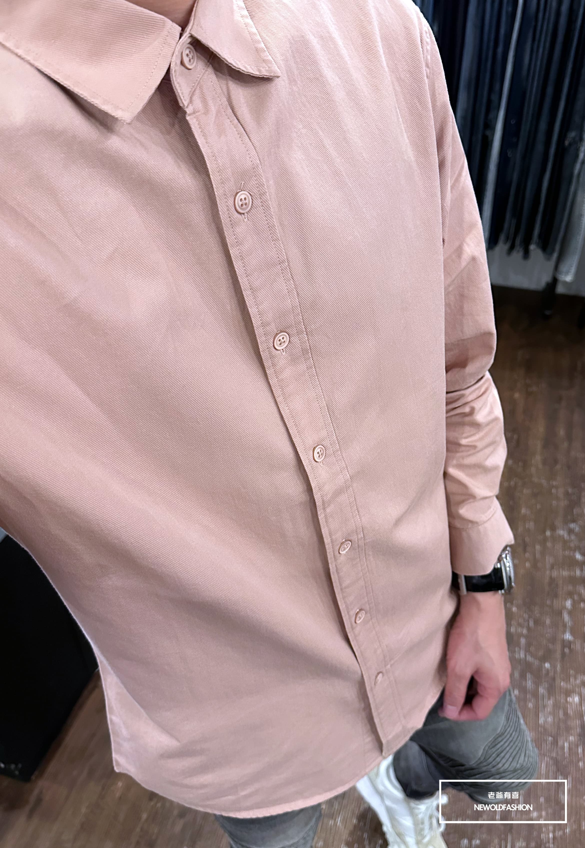 『新品上市』重磅純色素面襯衫-粉(NOF23092088)