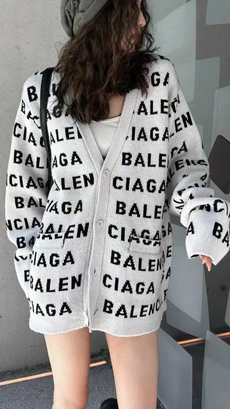 Balenciaga  白色彈幕針織開衫 766414  T1673   3377 -T
