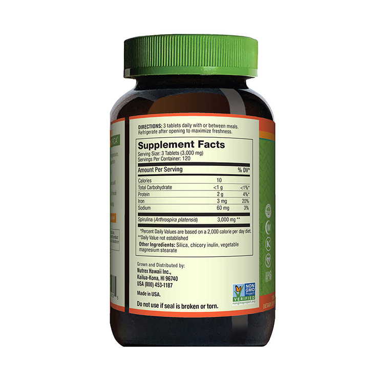 Pure Hawaiian Spirulina 3000 mg., 360 Tablets