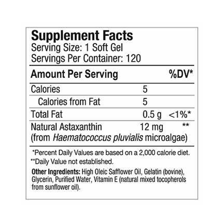 BioAstin Hawaiian Astaxanthin 12 mg., 120 Soft Gels