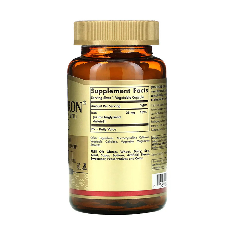 Solgar, Gentle Iron, 25 mg, 180 Vegetable Capsules