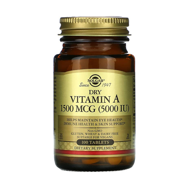 Solgar, Dry Vitamin A, 1500 mcg , 100 Tablets