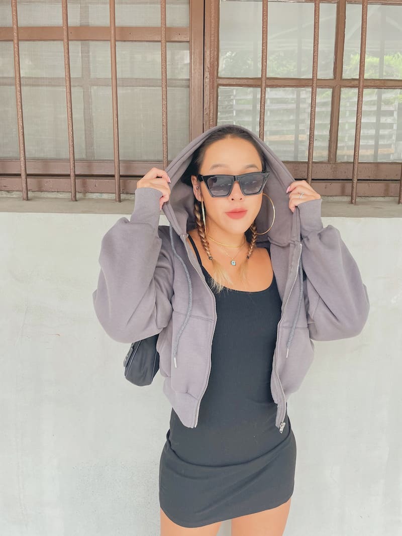 美式棉質短版連帽外套