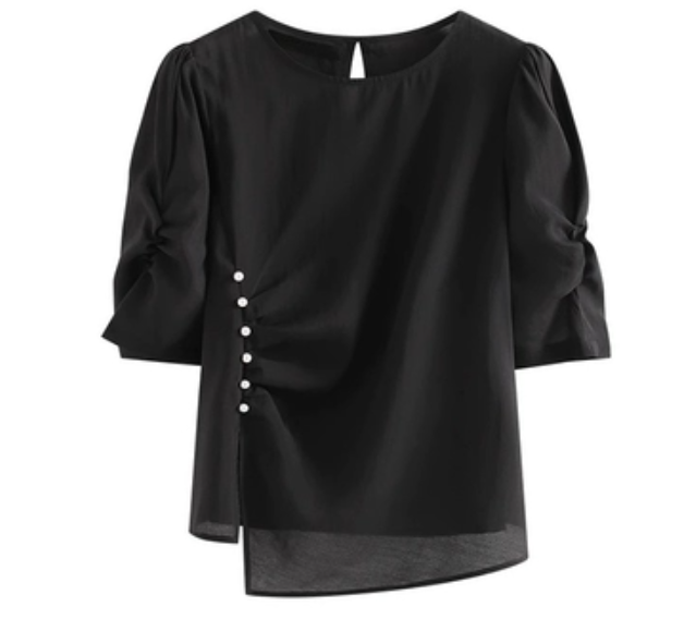 Chic round neck half sleeve shirt