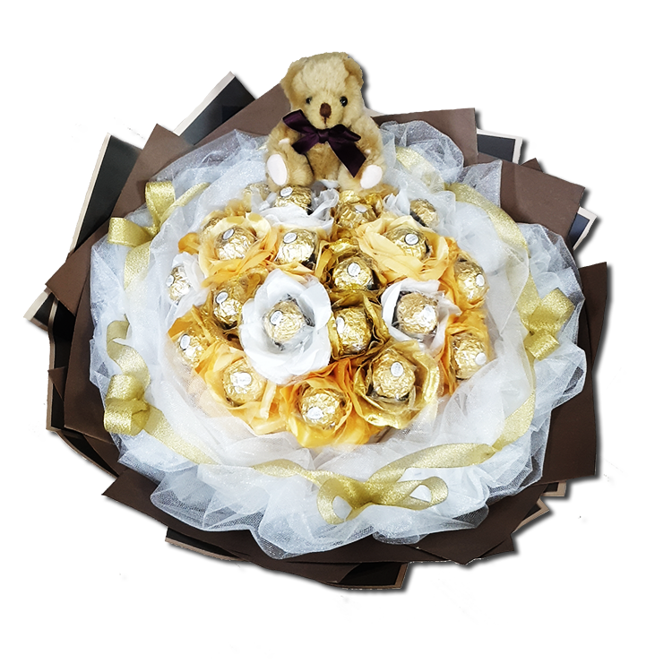 小熊花朵金莎花束21-chocolate-bear-bouquet金莎花束實體店面,金莎花束推薦,金莎花束桃園,金莎巧克力花束哪裡買,金莎花束diy,畢業花束推薦,情人節花束推薦,幸福禮物HappyGift婚禮小物台北桃園八德花店