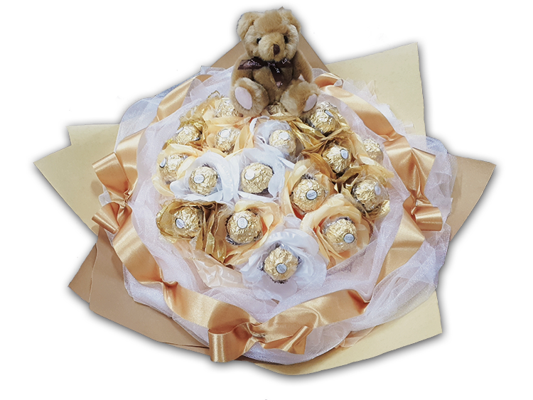 小熊花朵金莎花束21-chocolate-bear-bouquet金莎花束實體店面,金莎花束推薦,金莎花束桃園,金莎巧克力花束哪裡買,金莎花束diy,畢業花束推薦,情人節花束推薦,幸福禮物婚禮小物,桃園花店,桃園婚禮小物
