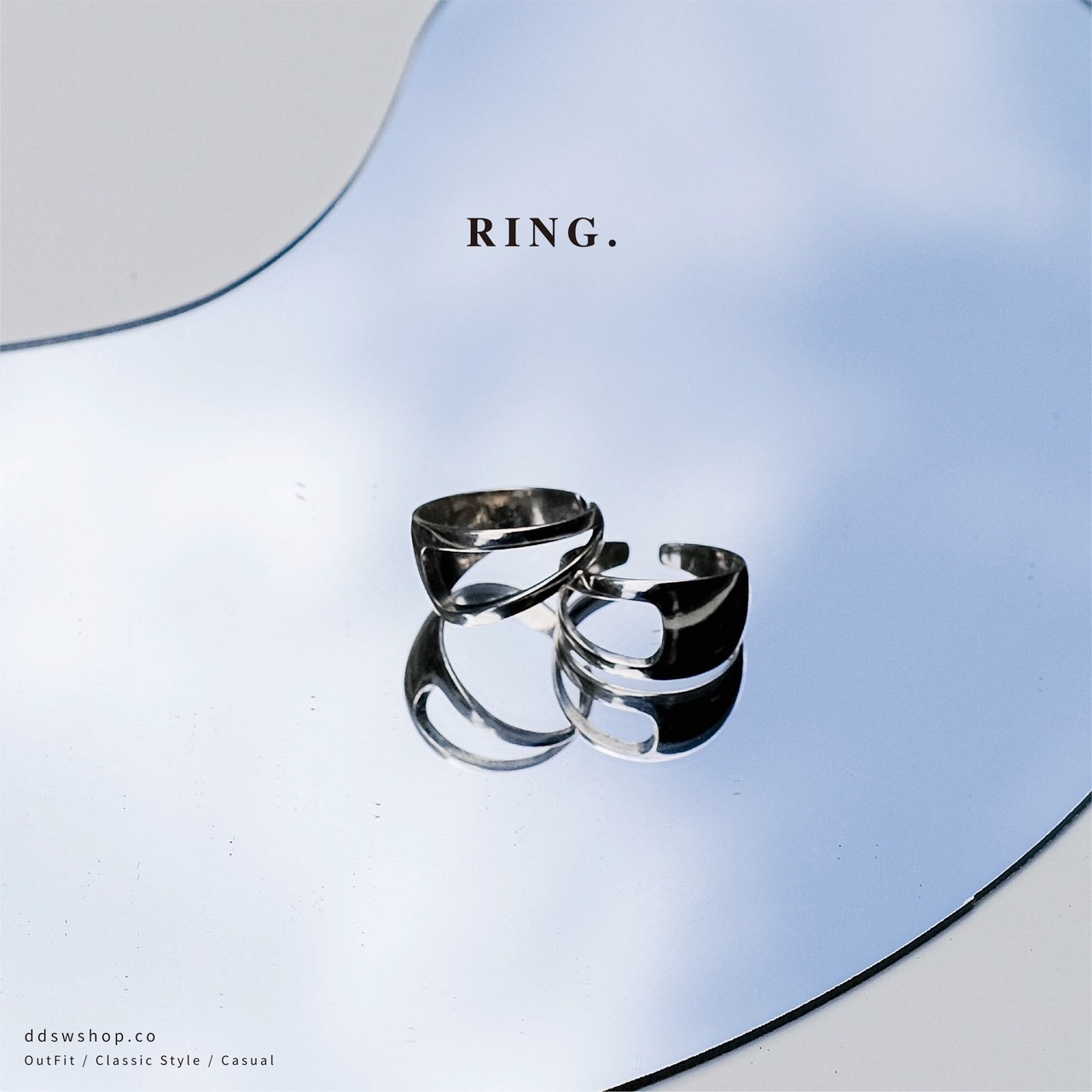 D.ecorate S925 側邊簍空光面戒指