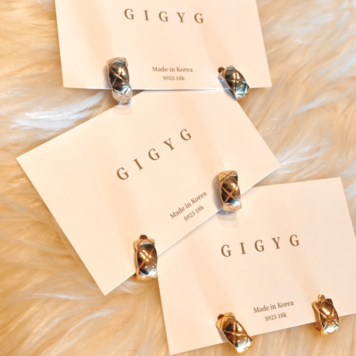 香奶奶經典菱格 熊熊耳扣釘