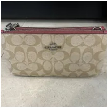 [S] COACH CJ790 SIGNATURE DOUBLE ZIP XBDY,SV/LT KHAKI/LT RASPBERRY, 195031951947 (SCO556)