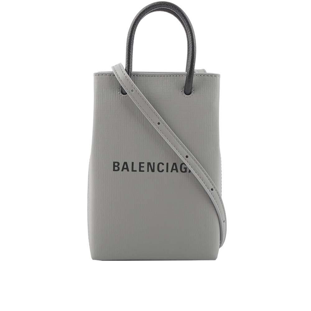 【BALENCIAGA】Logo購物手機袋(灰色) 757773 0AI2N 1160