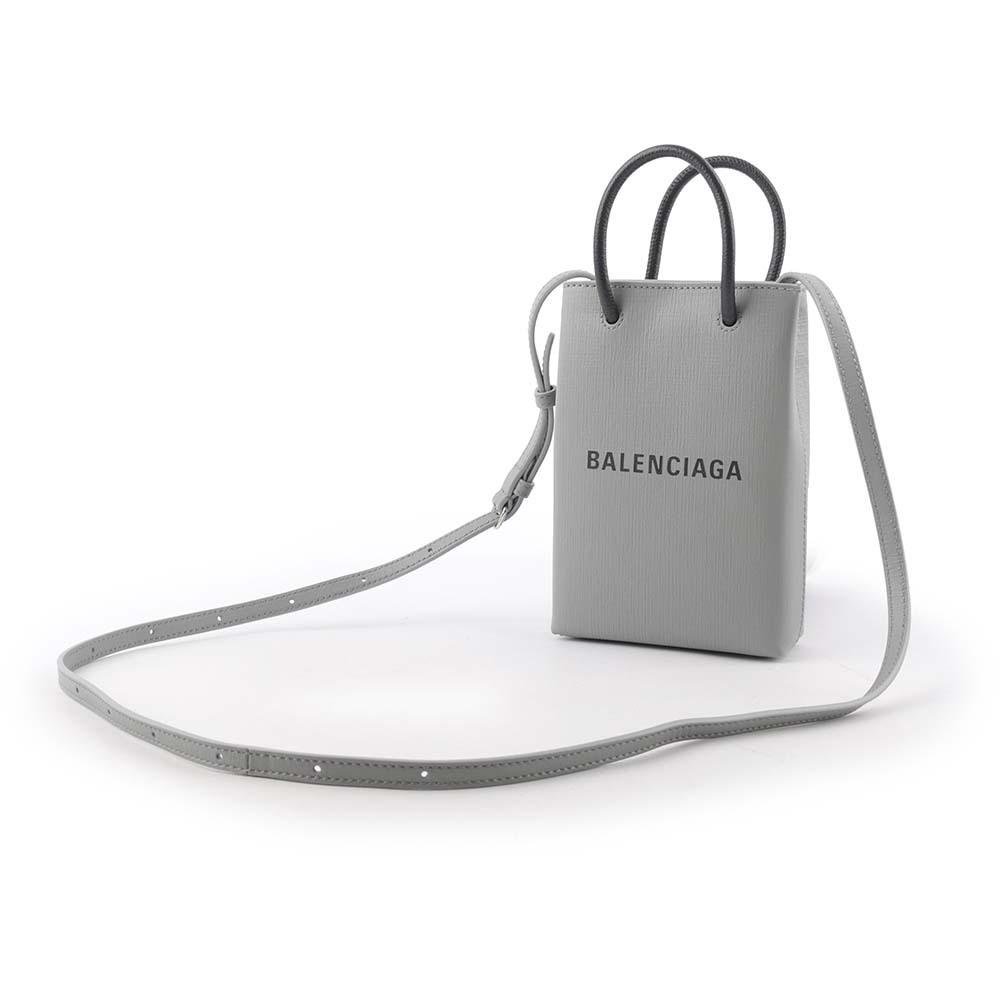 【BALENCIAGA】Logo購物手機袋(灰色) 757773 0AI2N 1160