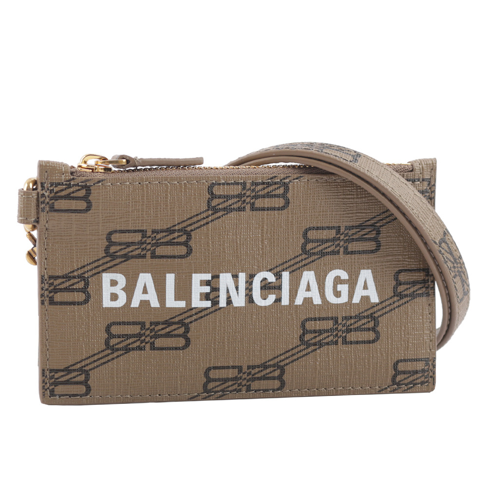 【BALENCIAGA】BB Monogram 小款金釦卡片夾(附可拆式掛繩)