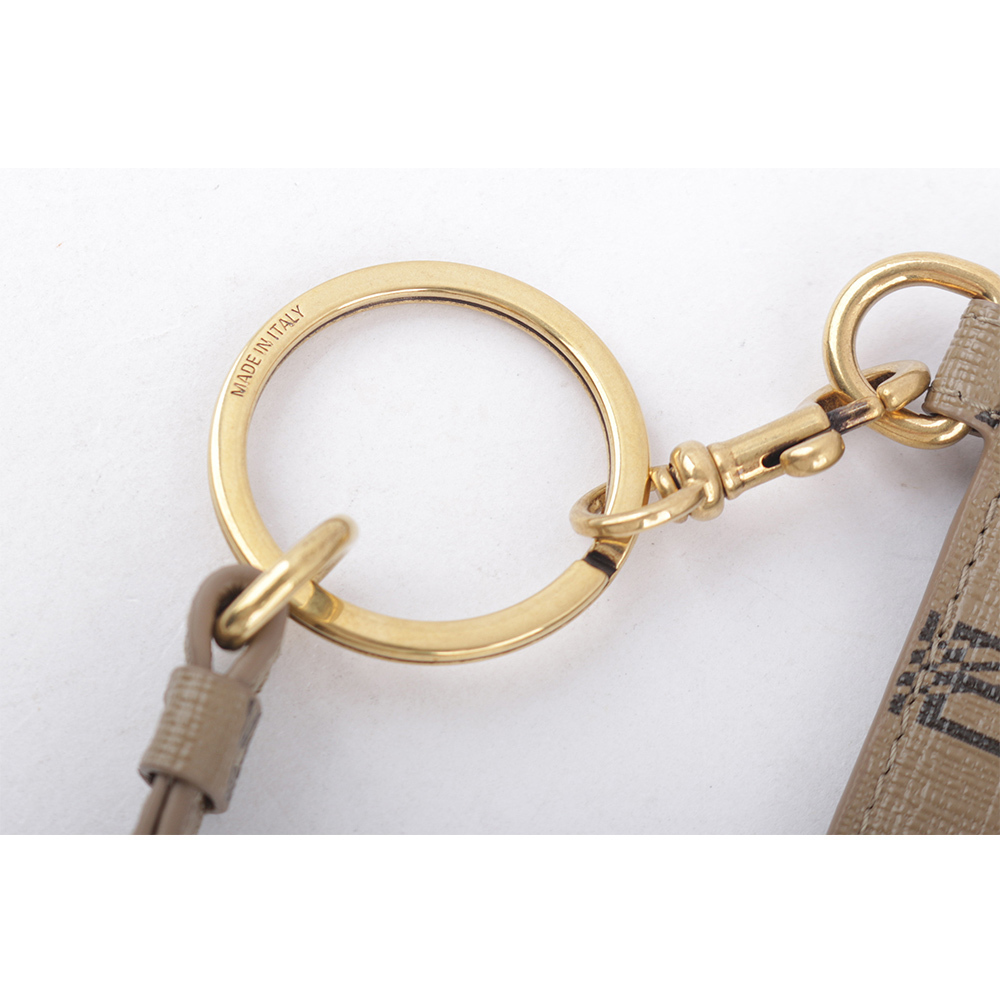 【BALENCIAGA】BB Monogram 小款金釦卡片夾(附可拆式掛繩)(米色/棕色) 594548 210DA 2762