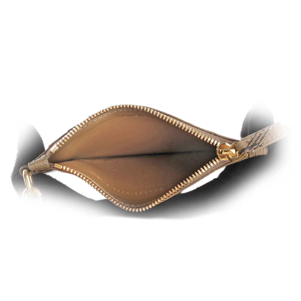 【BALENCIAGA】BB Monogram 小款金釦卡片夾(附可拆式掛繩)(米色/棕色) 594548 210DA 2762