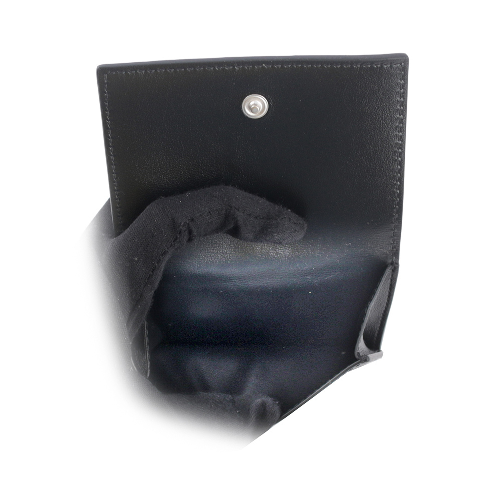 【BOTTEGA VENETA】經典小羊皮及小牛皮編織迷你雙釦三折短夾(黑色) 609285 VCPP2 8803