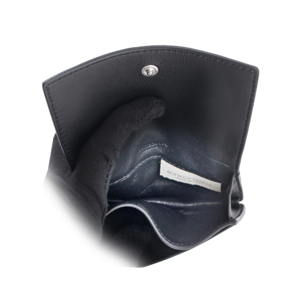 【BOTTEGA VENETA】小羊皮編織釦式卡片夾(厚款)(黑色) 133945 V0016 8806