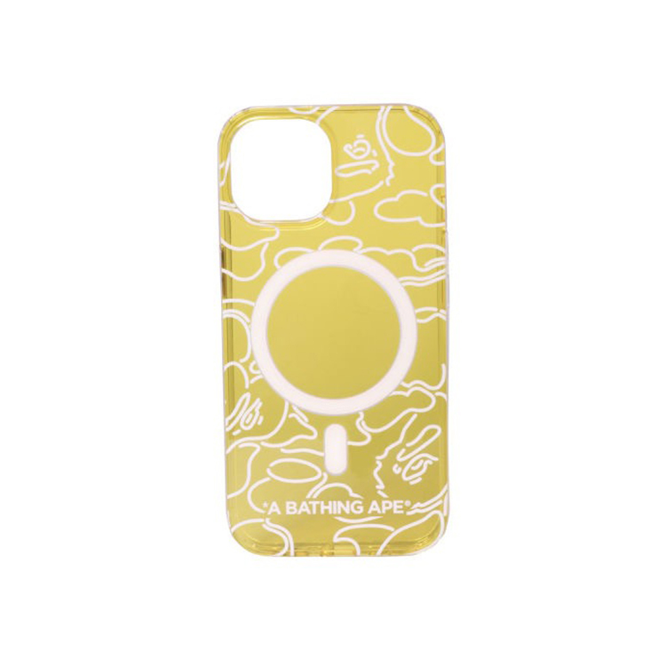 預購｜A Bathing Ape Neon Camo iPhone 15 黃色霓光透明手機殼