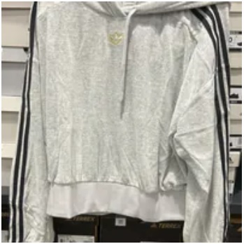 [S] ADIDAS CROPPED HOODIE,LIGHT GREY HEATHER, H18003 [FINAL SALE] (SAD89)