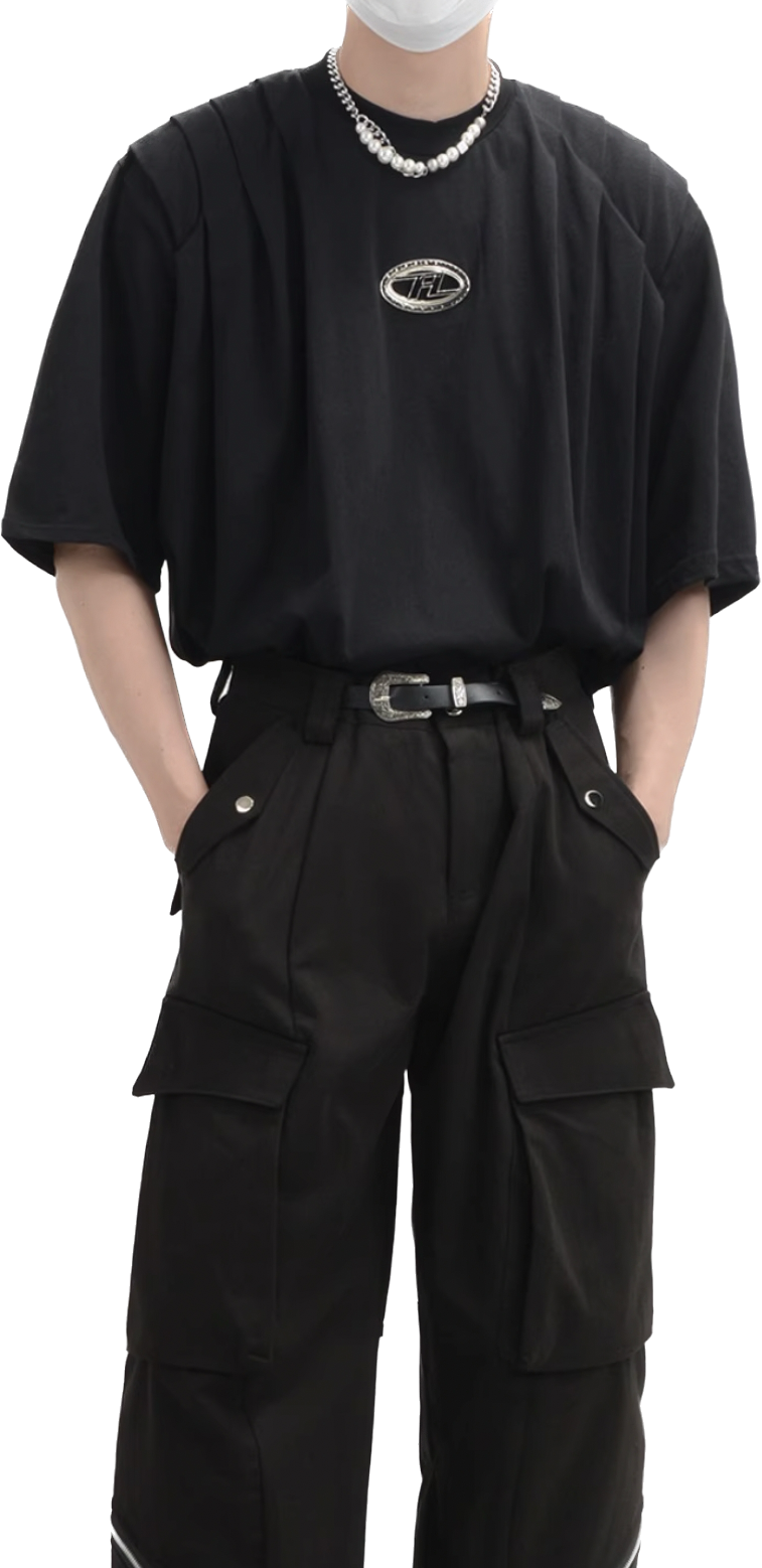 HK07 精選摺疊設計金屬標誌 T-shirt