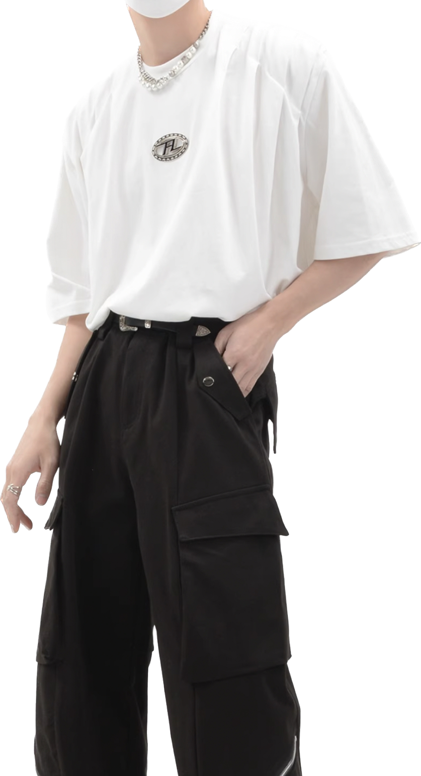 HK07 精選摺疊設計金屬標誌 T-shirt