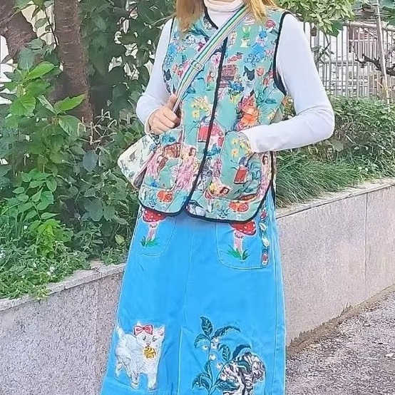 娜薩麗法風卡通貓➕小公主油畫的馬甲/背心