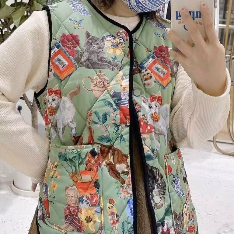 娜薩麗法風卡通貓➕小公主油畫的馬甲/背心