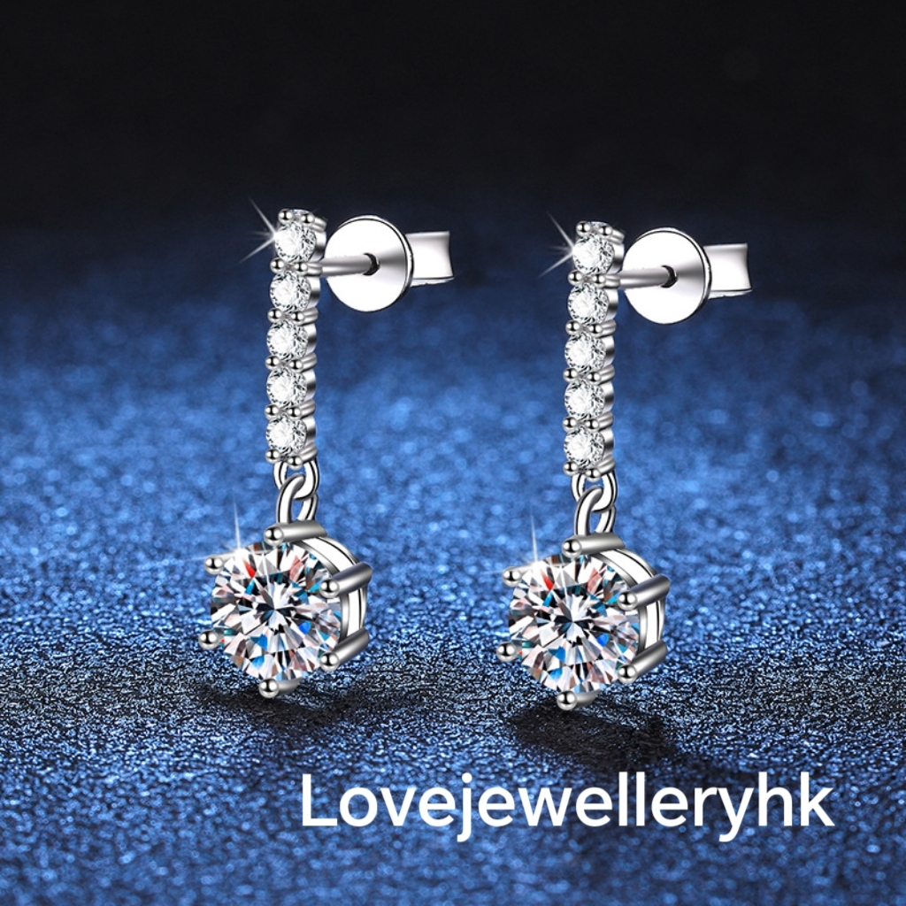 短吊莫桑鑽耳環   E2C026