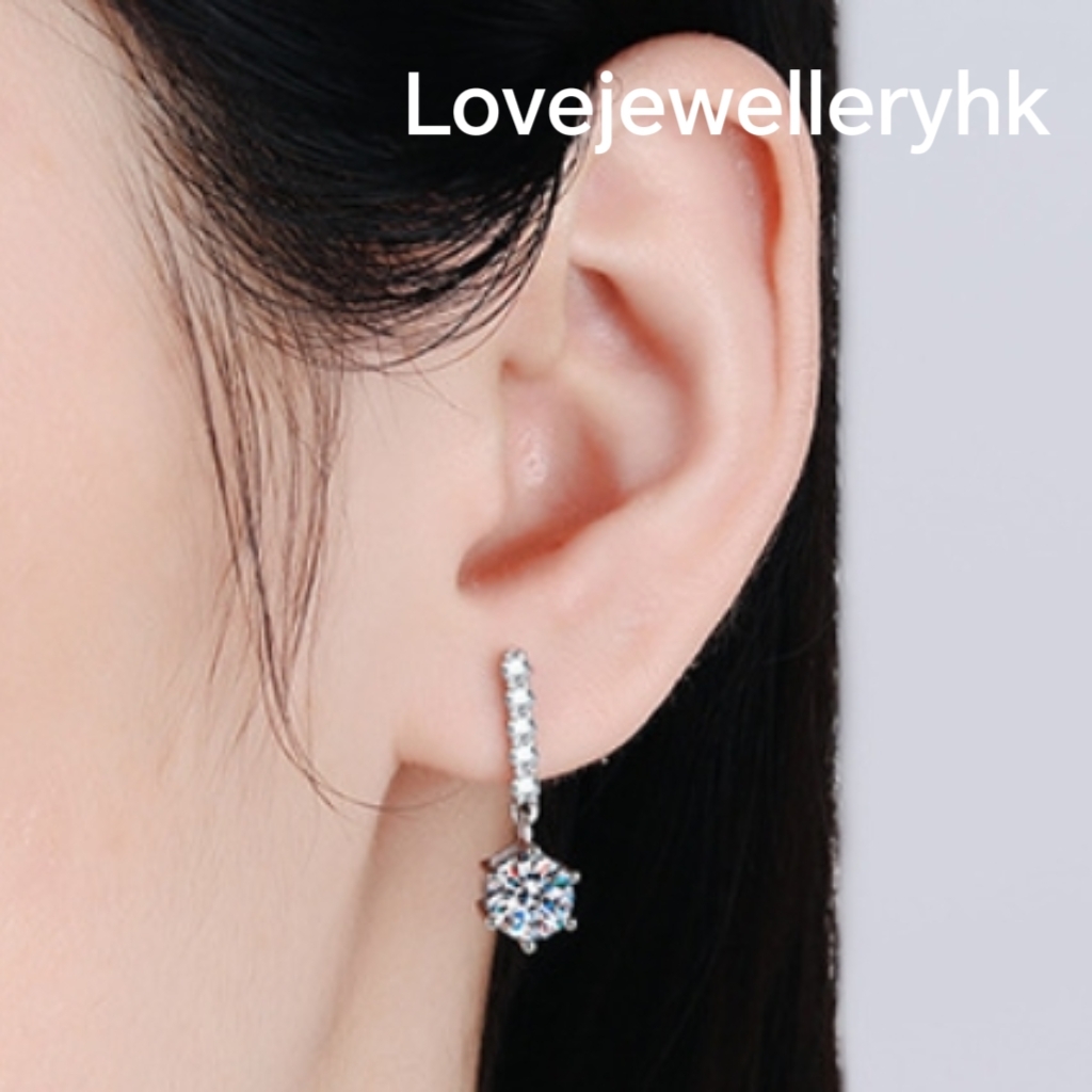 短吊莫桑鑽耳環   E2C026