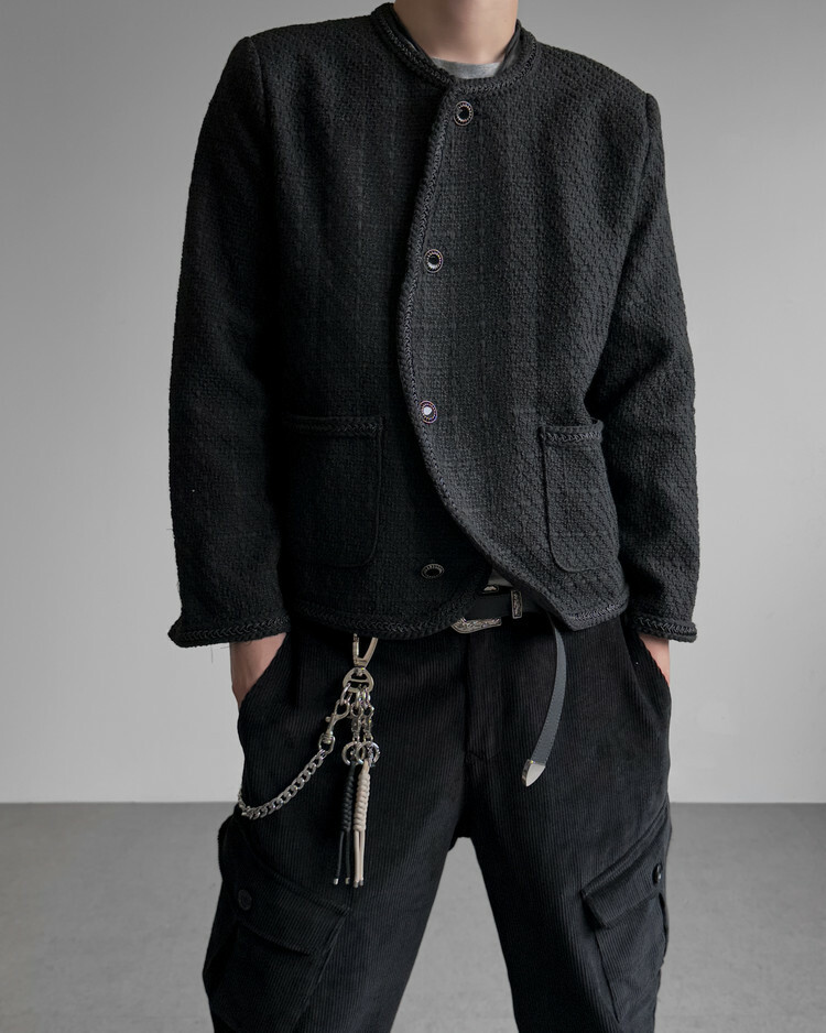 小香曲線粗花呢夾克