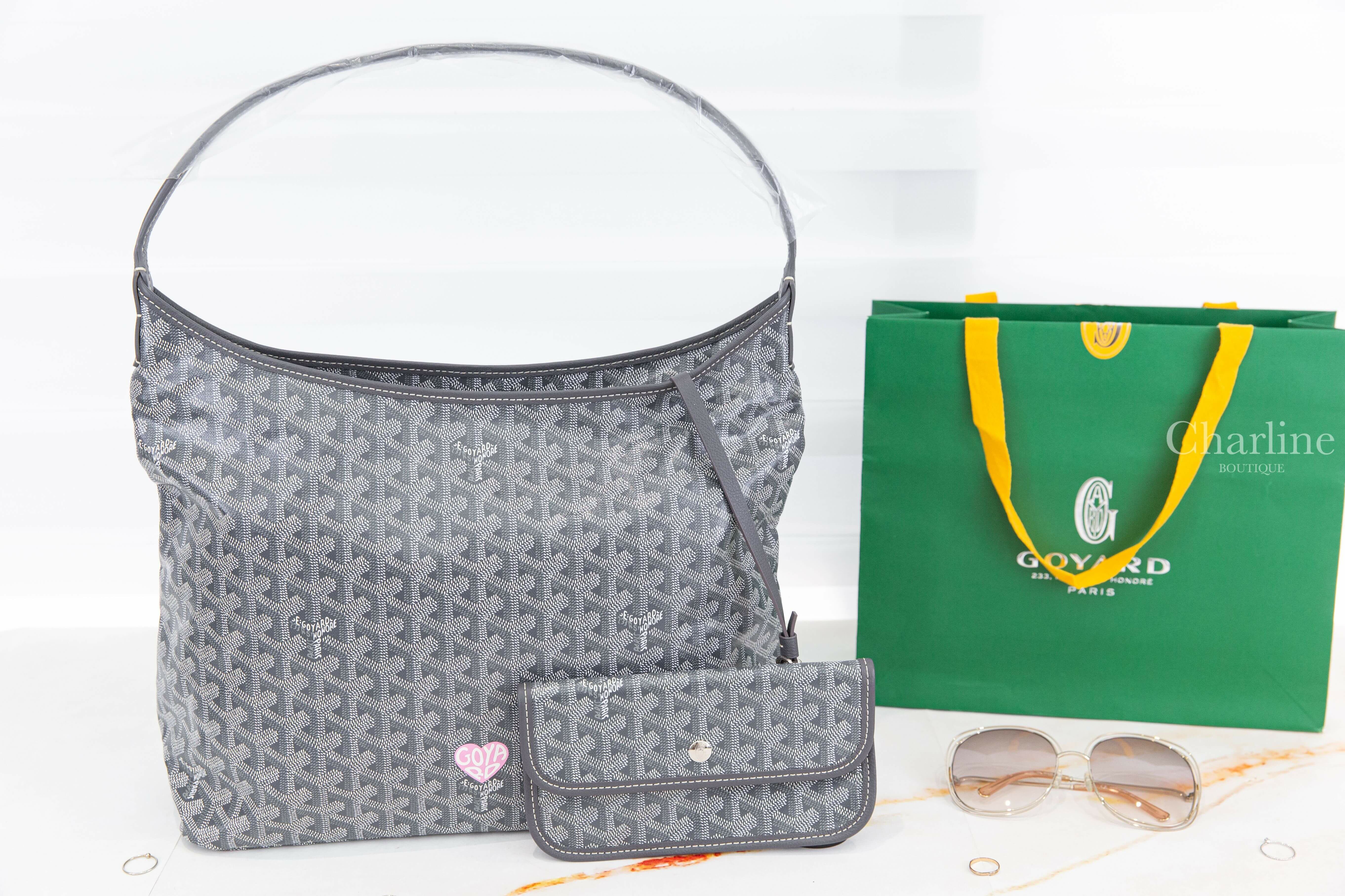 Goyard Bohème Hobo Bag 灰色粉色愛心帆布小牛皮同色手提肩背包