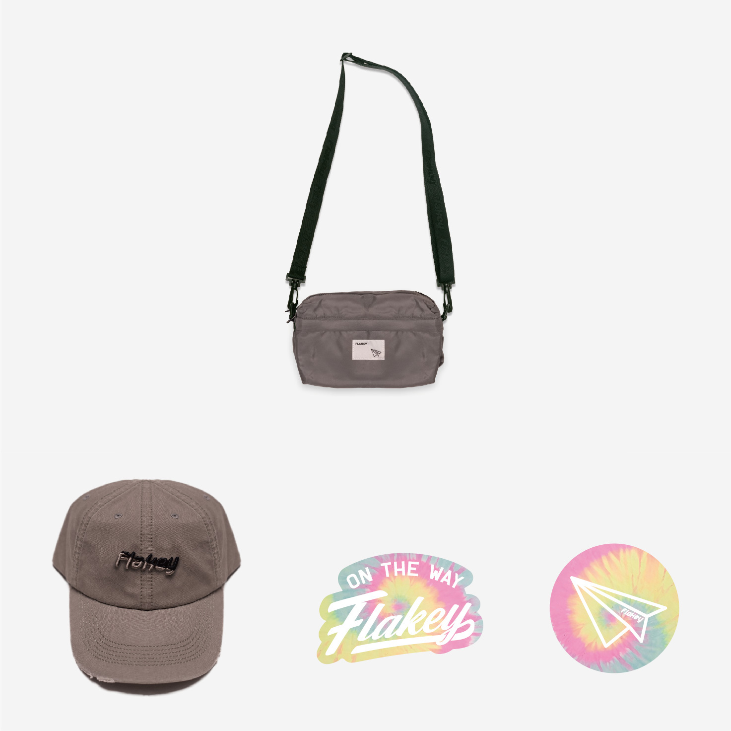 Tie-dye 休閑風輕巧斜揹袋(鈦灰) + logo cap (鈦灰)套裝(限量貨品)