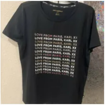 [S] KARL LAGERFELD LOVE FROM PARIS LOGO TEE,BLACK, L3WHK051-BLK (SKL748)