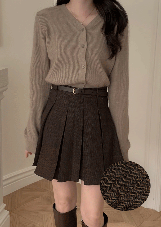 🚀當日出貨 ♡Irene 羊毛百摺短裙 (2olors) (附質感皮帶)