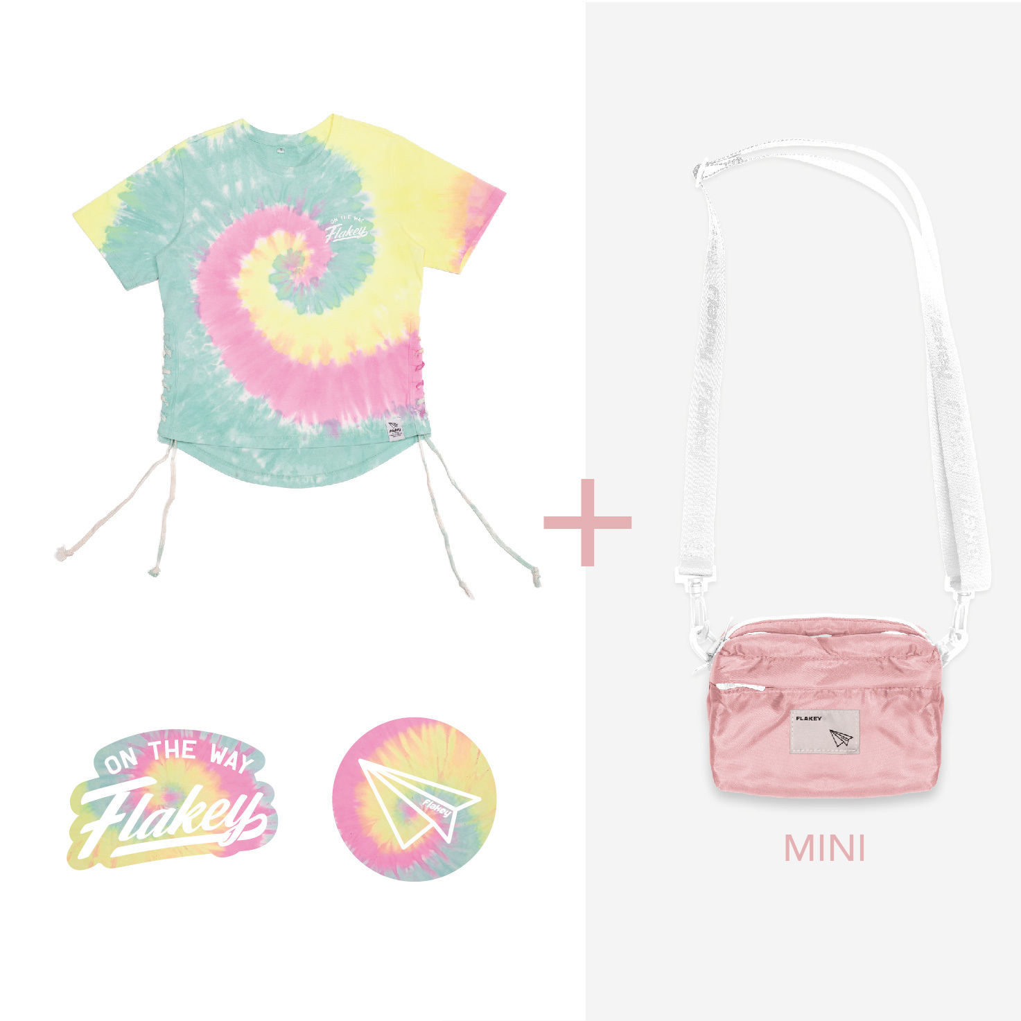 Tie-dye MINI休閑風輕巧斜揹袋(粉紅)(限量貨品) + Tie-dye Couture 幻彩 Tee Set (Limited)