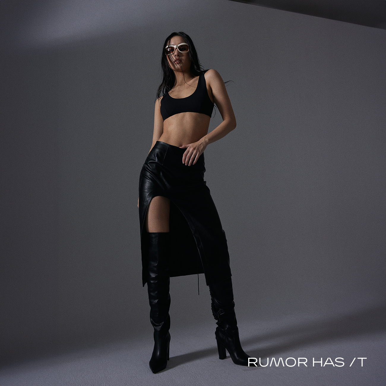 Leather U Slit Skirt