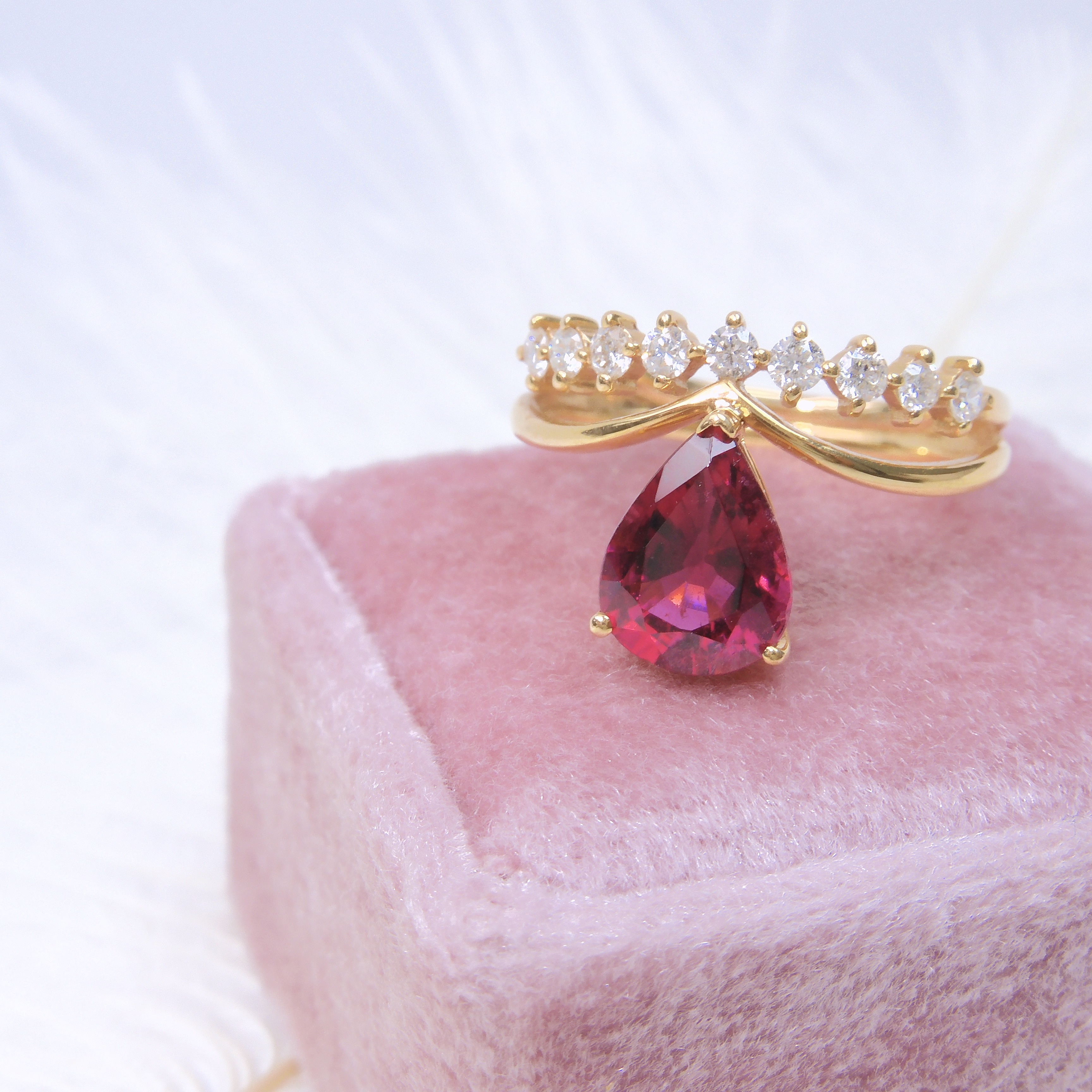 18K金 1.485ct 紅碧璽戒指