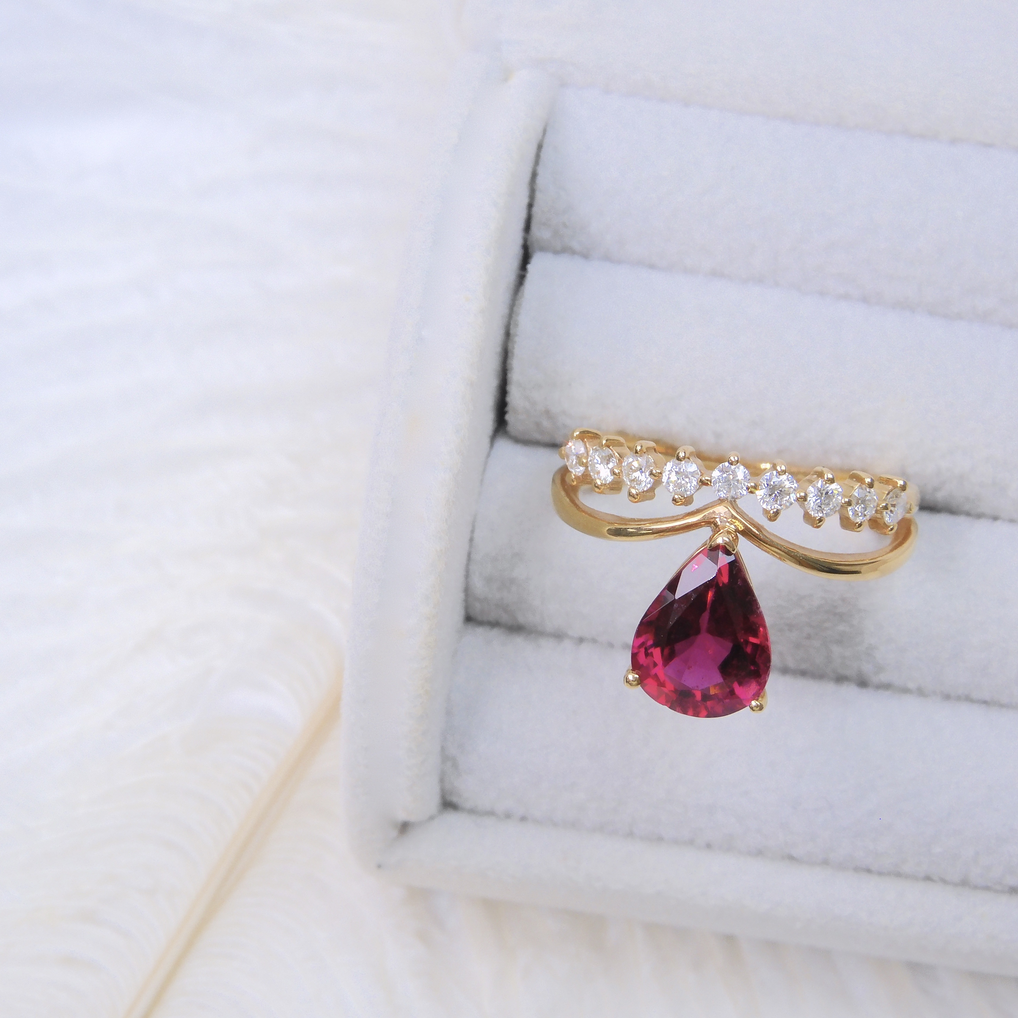 18K金 1.485ct 紅碧璽戒指