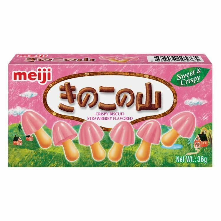 明治香菇造型餅乾-草莓口味(盒裝)
